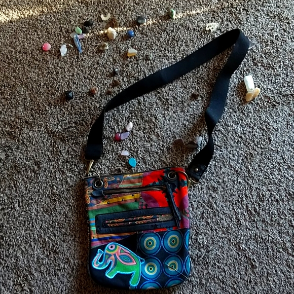 Multi colored cloth design purse - Picture 1 of 4